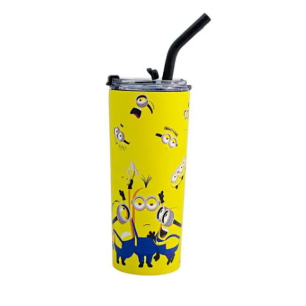 2415-5340 TERMO DOBLE PARED CON POPOTE MINIONS 600 ML CON 1 PZ O CAJA CON 8 PZS