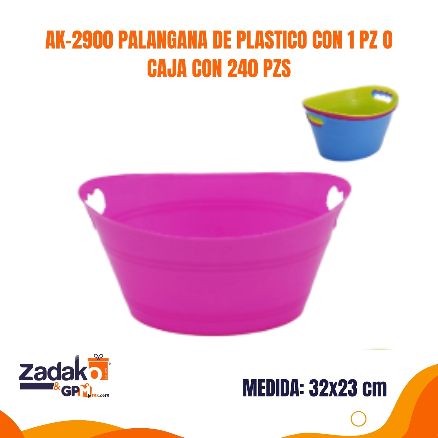 AK-2900 PALANGANA DE PLASTICO CON 1 PZ O CAJA CON 240 PZS