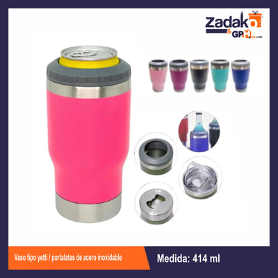 ZC-0667 VASO TIPO YETTI / PORTALATAS DE ACERO INOXIDABLE, CON 1 PZ O CAJA CON 50 PZS