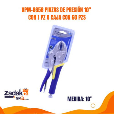 GPM-8658 PINZAS DE PRESIÓN 10" CON 1 PZ O CAJA CON 60 PZS