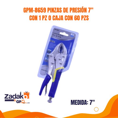 GPM-8659 PINZAS DE PRESIÓN 7 PULGADAS CON 1 PZ O CAJA CON 60 PZS