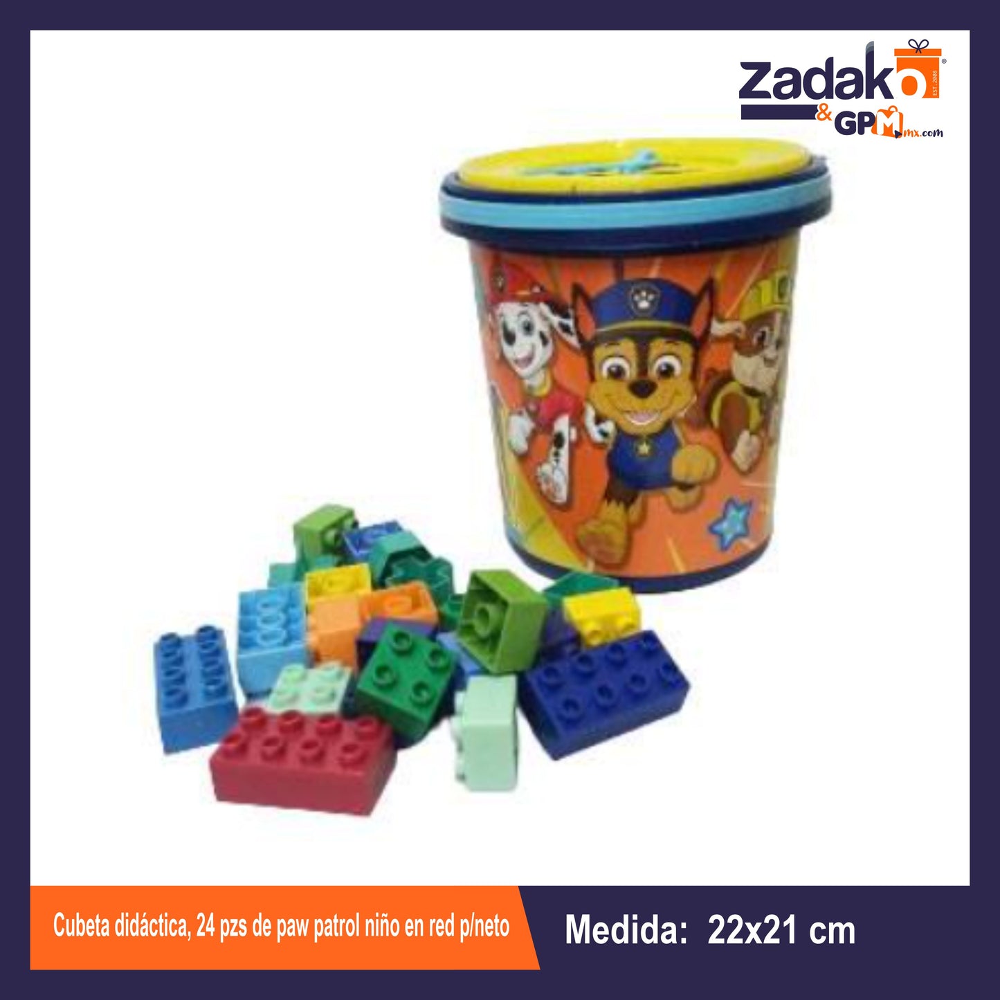 T379139 CUBETA DIDACTICA, 24 PZS DE PAW PATROL NI¥O EN RED P/NETO CON 1 PZ O CAJA CON 15 PZS