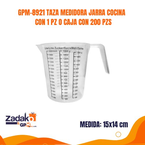 GPM-8921 TAZA MEDIDORA JARRA COCINA 14 X 15 CM CON 1 PZ O CAJA CON 200 PZS