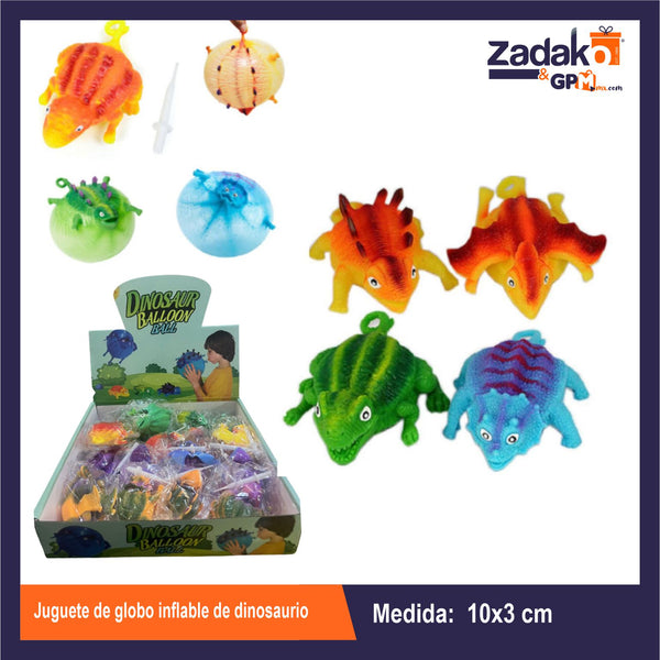 GPM-8942 JUGUETE DE GLOBO INFLABLE DE DINOSAURIO CON 16 PZS O CAJA CON 24 PQTS