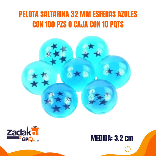 GPM-9009 PELOTA SALTARINA 32 MM ESFERAS AZULES CON 100 PZS O CAJA CON 10 PQTS