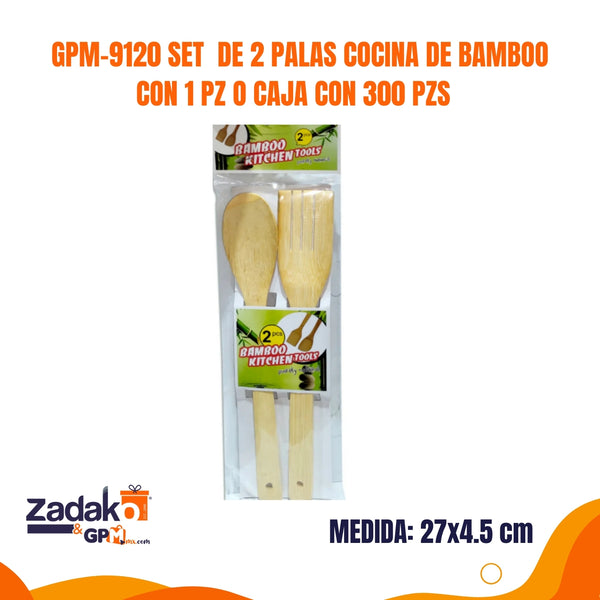 GPM-9120 SET  DE 2 PALAS COCINA DE BAMBOO CON 1 PZ O CAJA CON 300 PZS