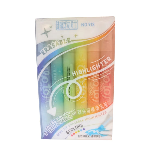 GPM-9123 MARCATEXTOS BORRABLES  6 COLORES CON 1 PZ O CAJA CON 192 PZS