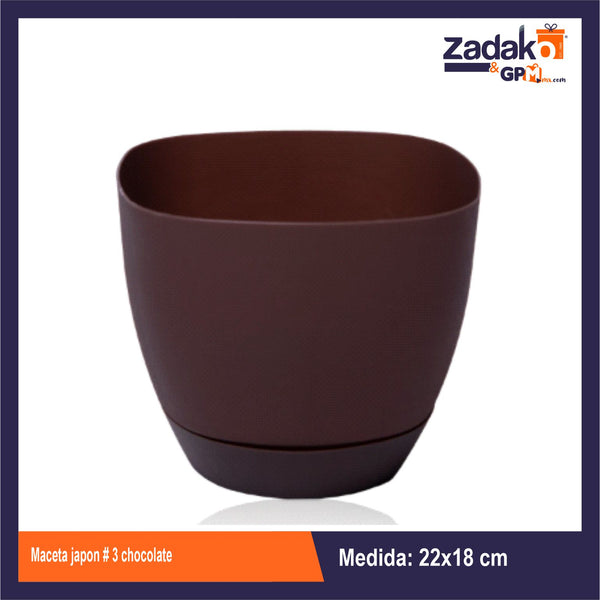 MACETA JAPON No. 3 CHOCOLATE CON 1 PZ  O CAJA 40 PZS