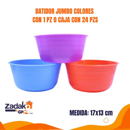 BATIDOR JUMBO COLORES CON 1 PZ  O CAJA CON 24 PZS