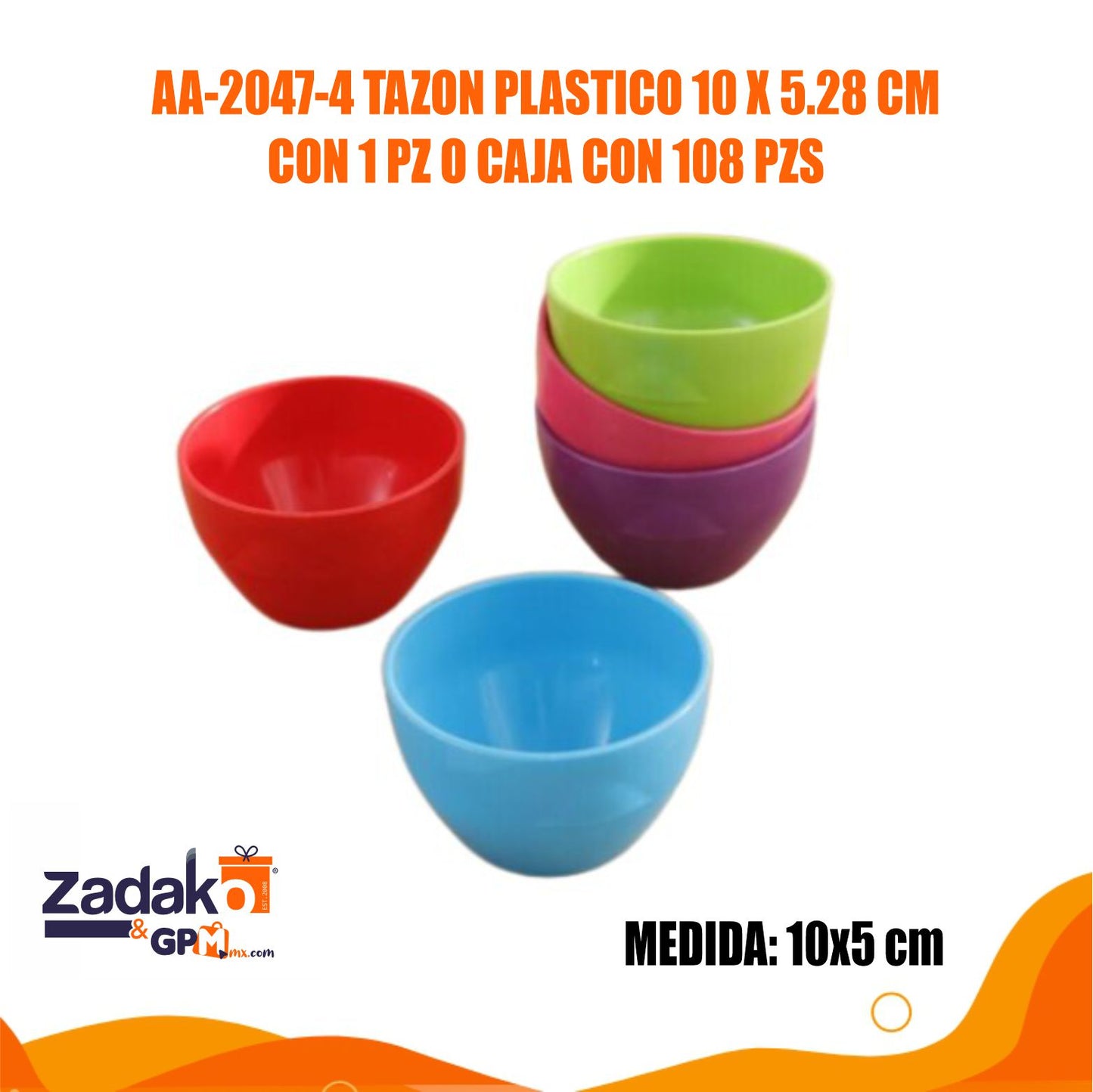 AA-2047-4  TAZON PLASTICO 10 X 5.28 CM CON 1 PZ  O CAJA CON 108 PZS
