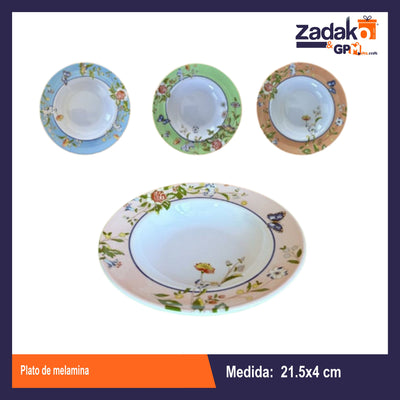 AB-1246-8.5  PLATO DE MELAMINA CON 1 PZ O CAJA CON 120 PZS