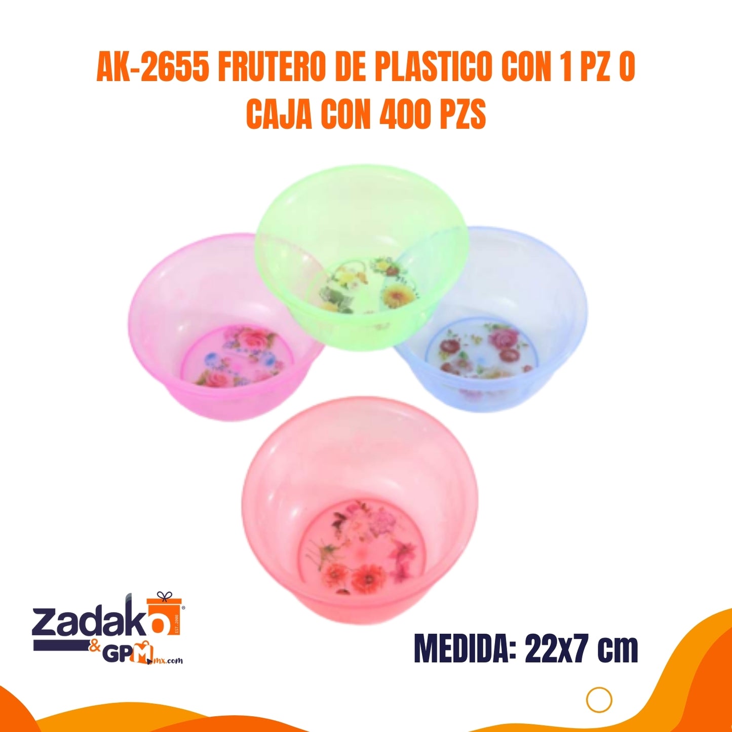 AK-2655 FRUTERO DE PLASTICO CON 1 PZ O CAJA CON 400 PZS