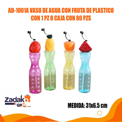 AD-1001A  VASO DE AGUA CON FRUTA DE PLASTICO CON 1 PZ O CAJA CON 80 PZS