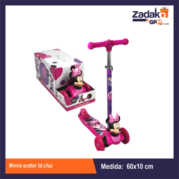 10788 MINNIE SCOOTER 3D C/LUZ 60x9.5x10 CON 1 PZ O CAJA CON 4 PZS
