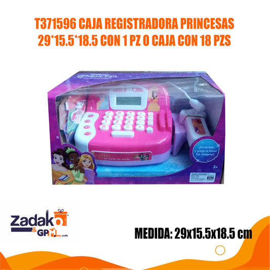 T371596 CAJA REGISTRADORA PRINCESAS 29x15.5x18.5 CM CON 1 PZ O CAJA CON 18 PZS