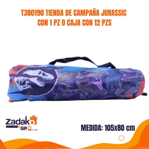 T380190 TIENDA DE CAMPAÑA JURASSIC CON 1 PZ O CAJA CON 12 PZS
