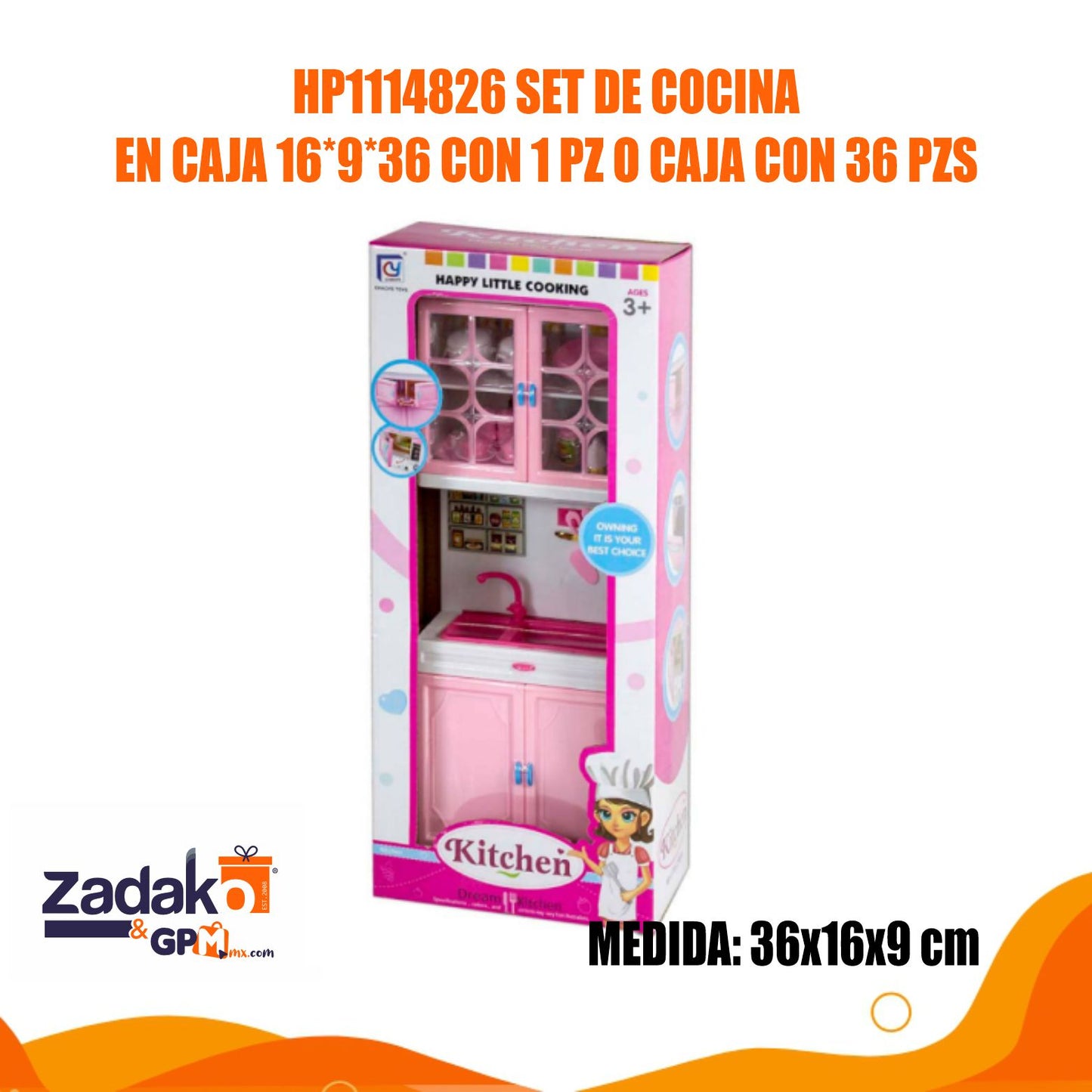 HP1114826 SET DE COCINA EN CAJA 16x9x36 CM CON 1 PZ O CAJA CON 36 PZS