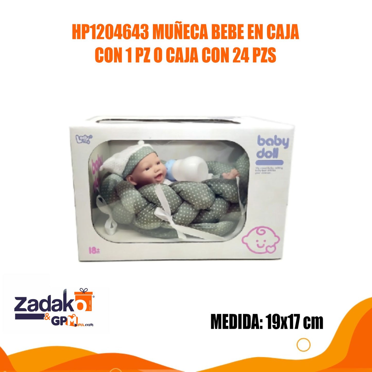 HP1204643 MUÑECA BEBE EN CAJA CON 1 PZ O CAJA CON 24 PZS