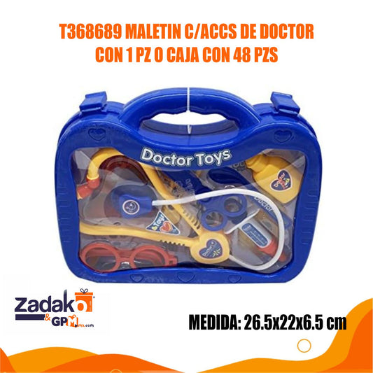 T368689 MALETIN CON ACCESORIOS DE DOCTOR 26.5x22x6.5 CM CON 1 PZ O CAJA CON 48 PZS