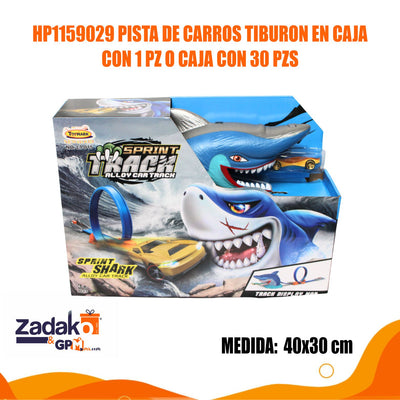 HP1159029 PISTA DE CARROS TIBURON EN CAJA CON 1 PZ O CAJA CON 30 PZS