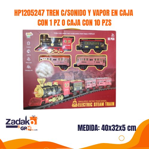 HP1205247 TREN C/SONIDO Y VAPOR EN CAJA CON 1 PZ O CAJA CON 10 PZS