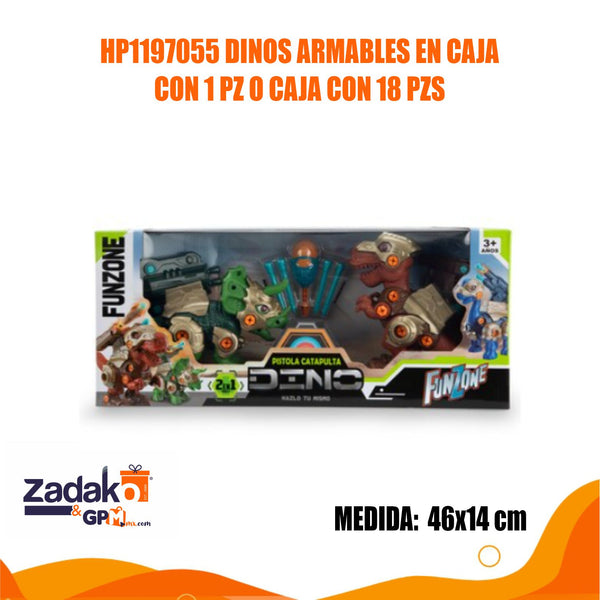 HP1197055 DINOS ARMABLES EN CAJA CON 1 PZ O CAJA CON 18 PZS