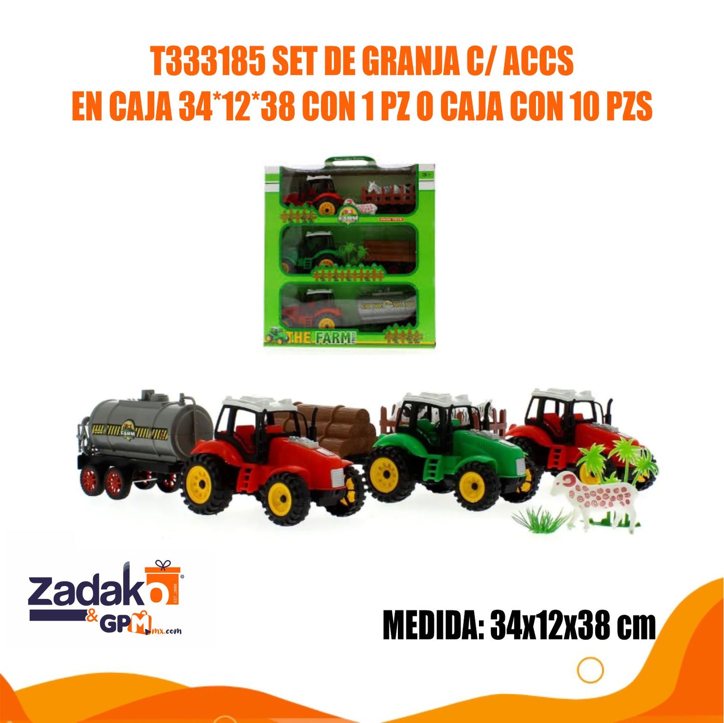T333185 SET DE GRANJA C/ ACCS EN CAJA 34*12*38 CON 1 PZ O CAJA CON 10 PZS