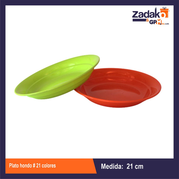 PLATO HONDO No. 21 COLORES CON 1 PZ O CAJA CON 100 PZS