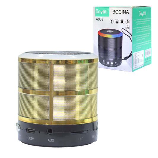 A003 BOCINA BLUETOOH PORTATIL CON 1 PZ O CAJA CON 100 PZS