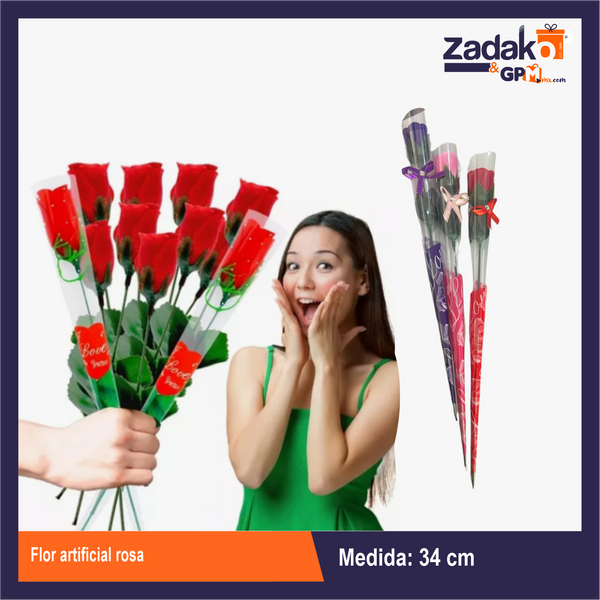 GPM-0001 FLOR ARTIFICIAL ROSA CON 12 PZS O CAJA CON 60 PQTS