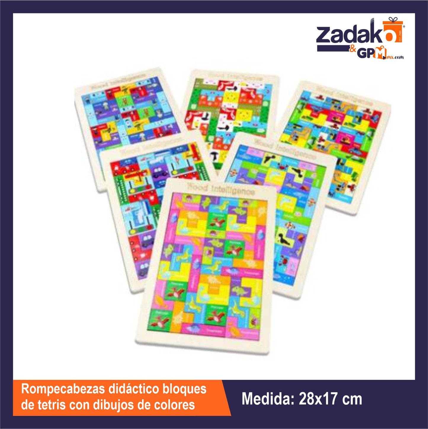 GPM-0362 HFY-11371 ROMPECABEZAS DIDACTICO BLOQUES DE TETRIS CON DIBUJOS DE COLORES CON 1 PZ O CAJA CON 160 PZS