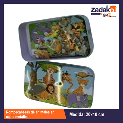 GPM-0374 ROMPECABEZAS DE ANIMALES EN CAJITA METALICA CON 1 PZ O CAJA CON 200 PZS