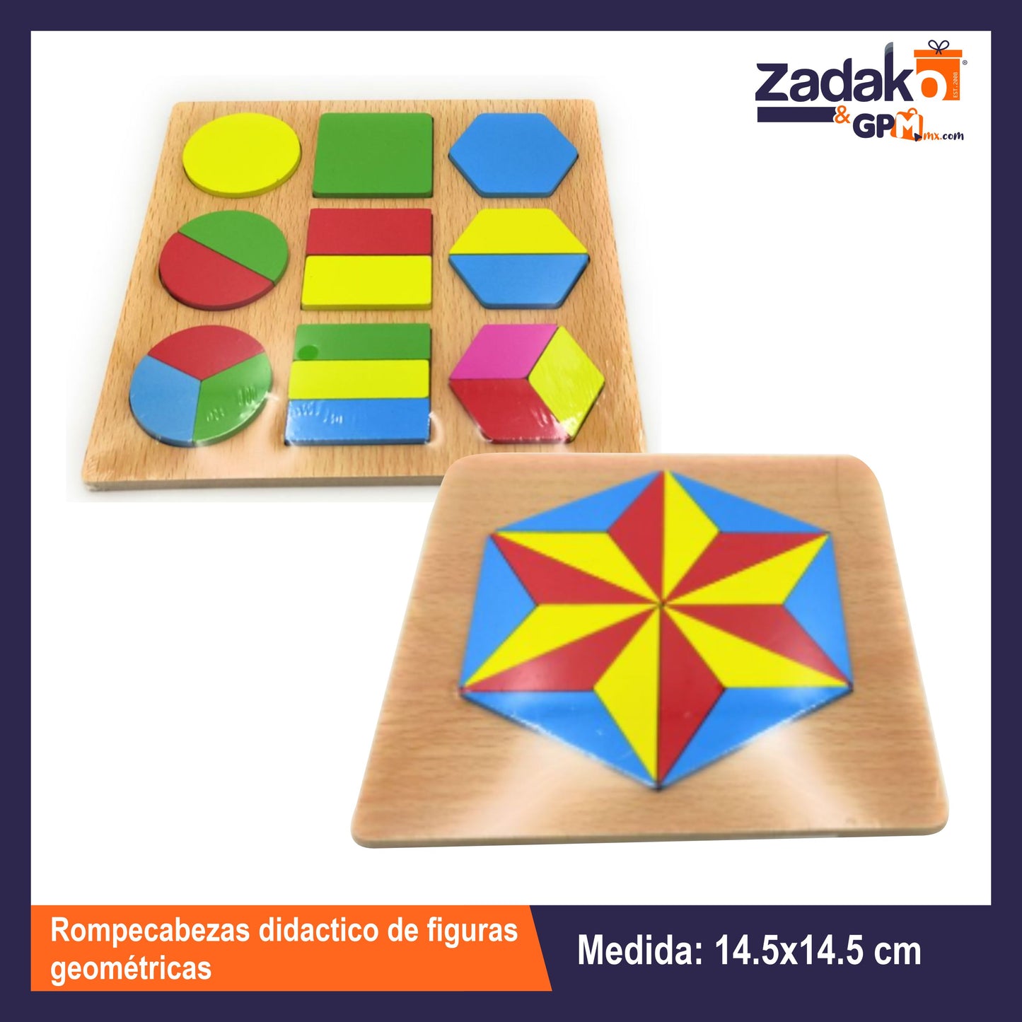 GPM-0375 ROMPECABEZAS DIDACTICO DE FIGURAS GEOMETRICAS CON 1 PZ O CAJA CON 200 PZS