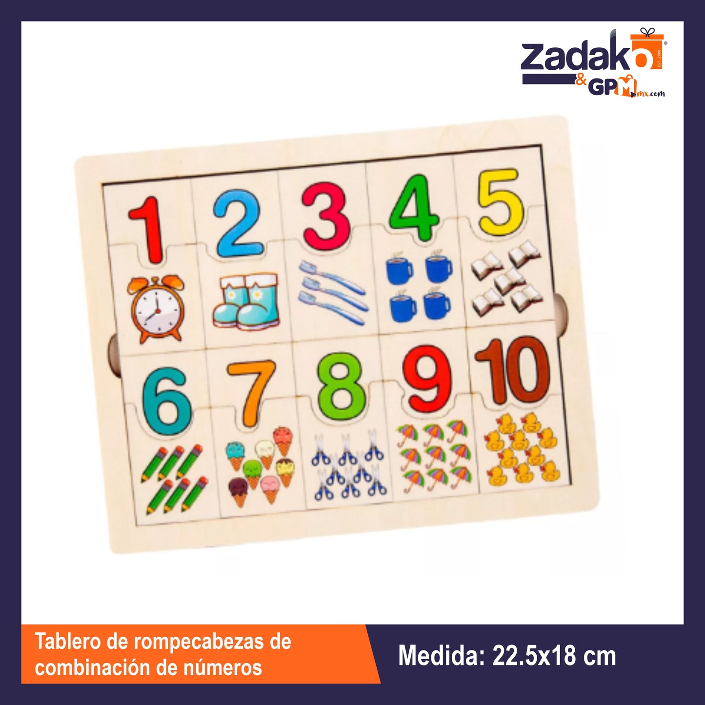 GPM-0378 TABLERO DE ROMPECABEZAS DE COMBINACION DE NUMEROS CON 1 PZ O CAJA CON 200 PZS