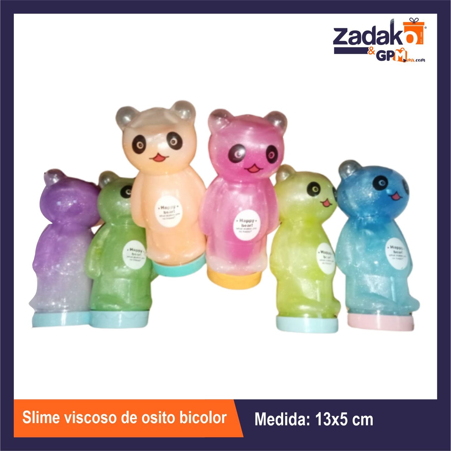 GPM-0535 SLIME VISCOSO DE OSITO BICOLOR  CON 6 PZS O CAJA CON 16 PQTS