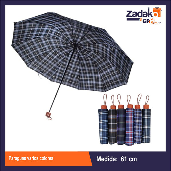 GPM-0708 PARAGUAS VARIOS COLORES CON 1 PZ O CAJA CON 70 PZS