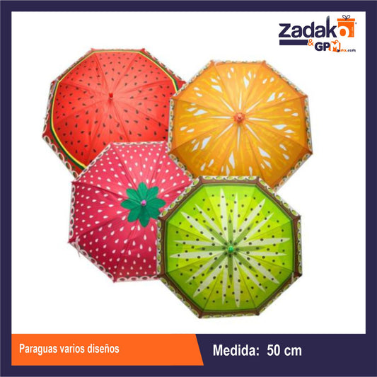 GPM-0715 PARAGUAS VARIOS DISEÑOS CON 1 PZ O CAJA CON 120 PZS