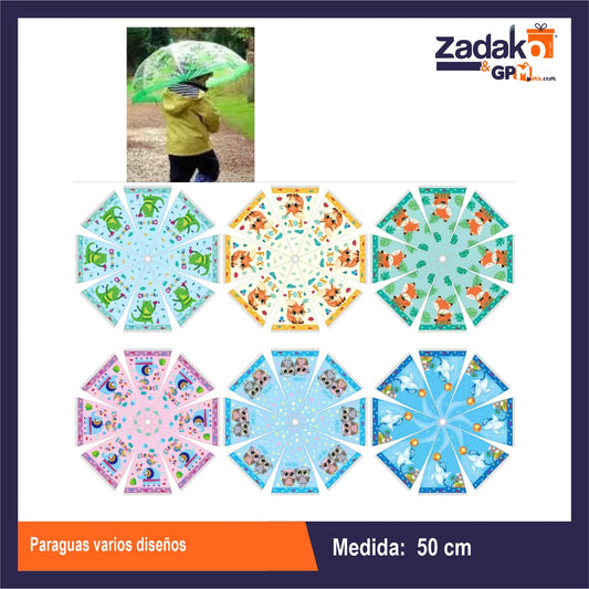 GPM-0717 PARAGUAS VARIOS DISEÑOS CON 1 PZ O CAJA CON 120 PZS