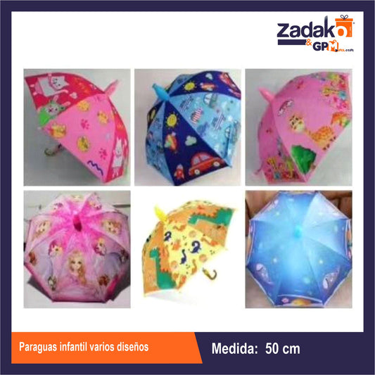 GPM-0719 PARAGUAS INFANTIL VARIOS DISEÑOS CON 1 PZ O CAJA CON 80 PZS