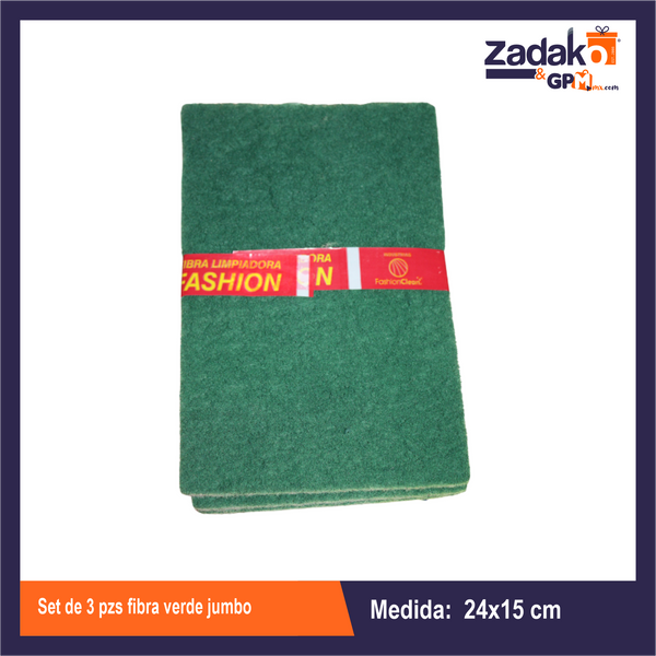 FVX24X15 SET DE 3 PZS FIBRA VERDE JUMBO 24 X15 CON 1 PQT O CAJA CON 30 PQTS