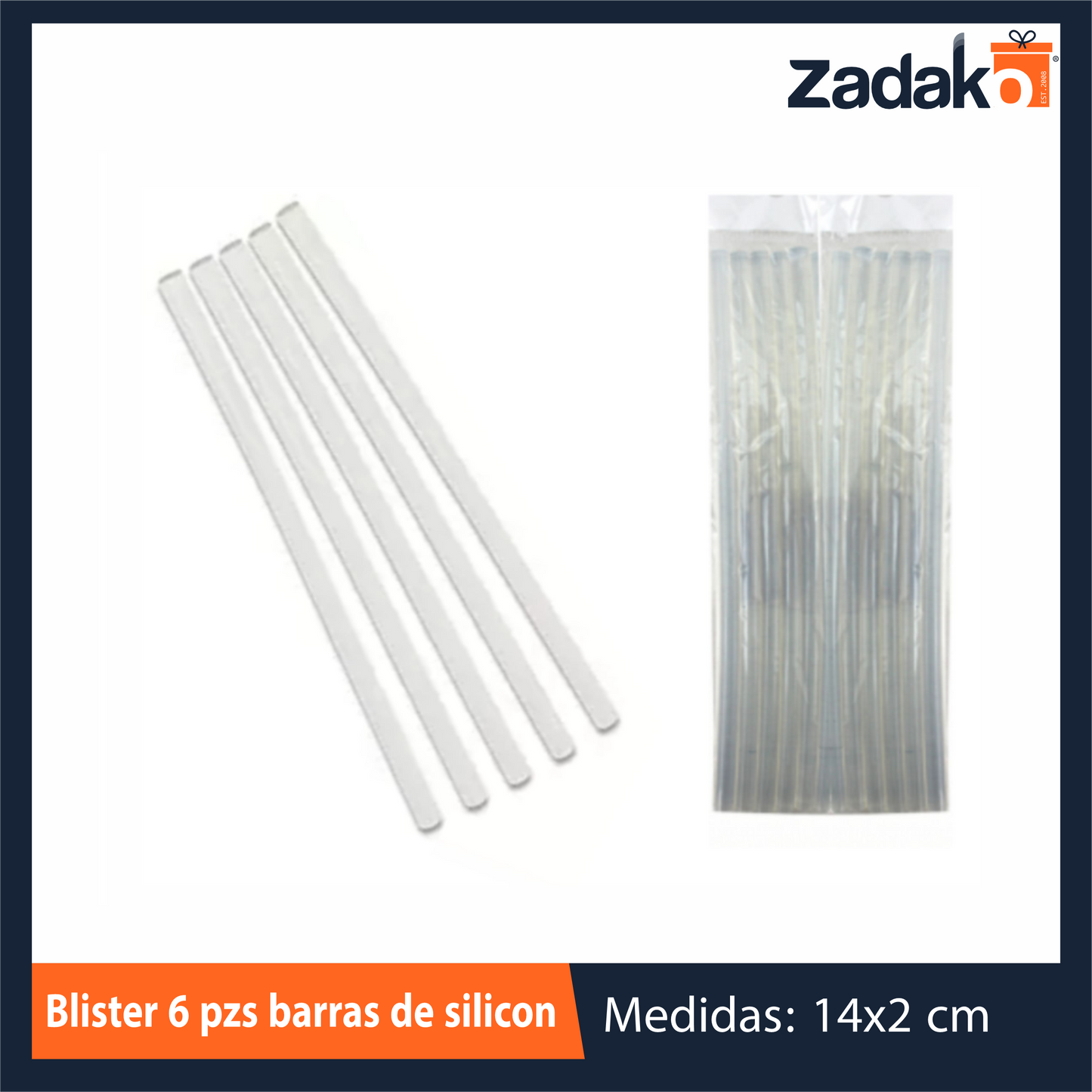 ZF-0236 BLISTER 6 PZS BARRAS DE SILICON CON 1 PQT O CAJA CON 600 PQTS