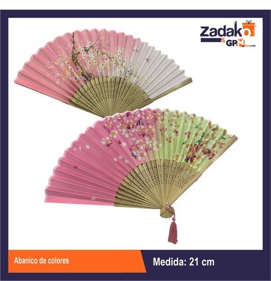 GPM-2743 ABANICO DE COLORES 21 CM CON 1 PZ O CAJA CON 500 PZS