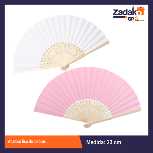 GPM-3250 ABANICO LISO DE COLORES 23 CM CON 1 PZ O CAJA CON 600 PZS