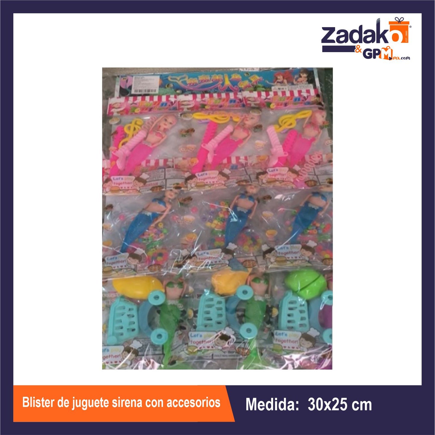 HFY-10928 BLISTER DE JUGUETE SIRENA CON ACCESORIOS  CON 9 PZS O CAJA CON 20 PQTS