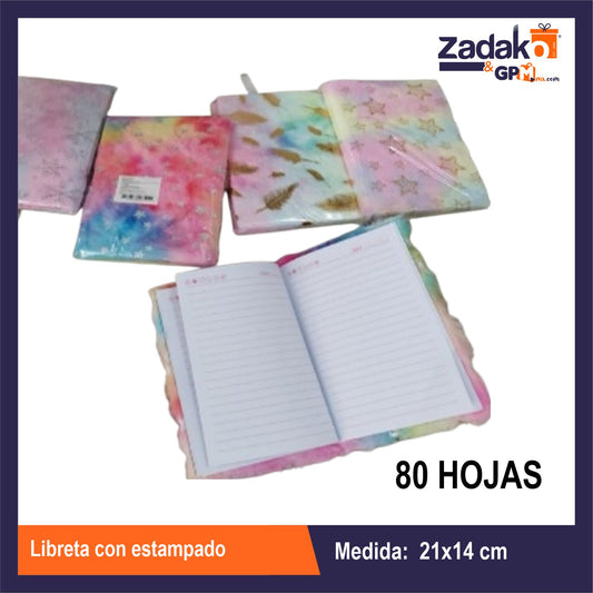 HFY-11033 LIBRETA CON ESTAMPADO CON 1 PZ O CAJA CON 120 PZS