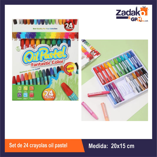 HFY-11468 SET DE 24 CRAYOLAS OIL PASTEL CON 24 PZS O CAJA CON 72 PQTS