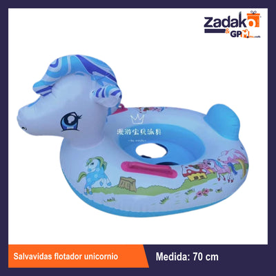 HFY-11486 SALVAVIDAS FLOTADOR UNICORNIO 70 CM CON 1 PZ O CAJA CON 120 PZS