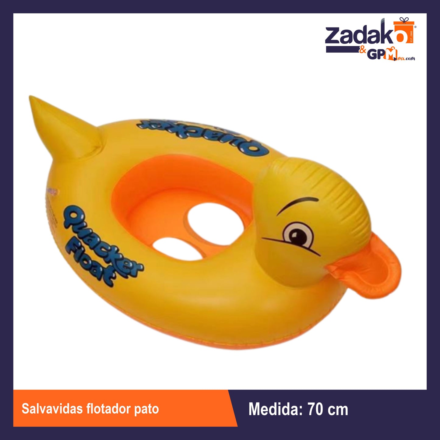 HFY-11488 SALVAVIDAS FLOTADOR PATO 70 CM CON 1 PZ O CAJA CON 120 PZS