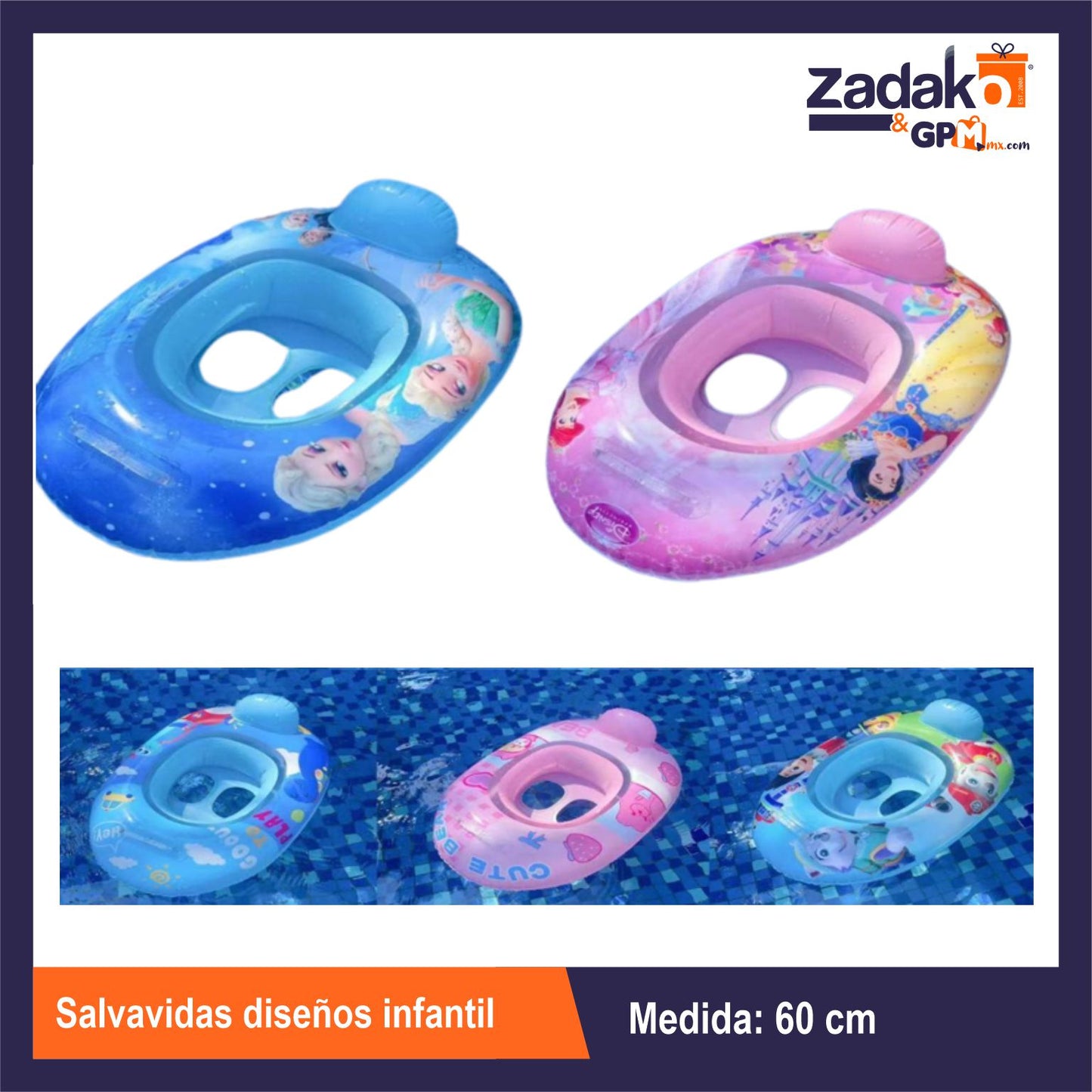 HFY-11499 SALVAVIDAS DISEÑOS INFANTIL CON 1 PZ O CAJA CON 120 PZS