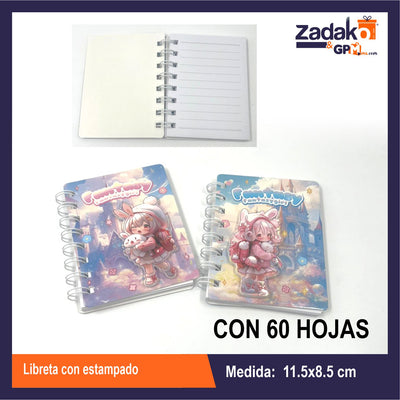 HFY-12526 LIBRETA CON ESTAMPADO CON 1 PZ O CAJA CON 480 PZS